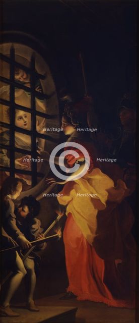 Empress Faustina Visiting Saint Catherine in Prison, 1694. Creator: Preda, Carlo (1651/52-1729).