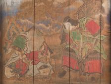 Empress Jingu, Her Minister Takenochi no Sukune, and an Infant (the Future Emperor Ojin), 1898. Creator: Nagano Yasunosuke