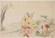 Empress Jingu (left), and Her Minister Takenouchi no Sukune (right), late 1780s. Creator: Katsukawa Shun'ei