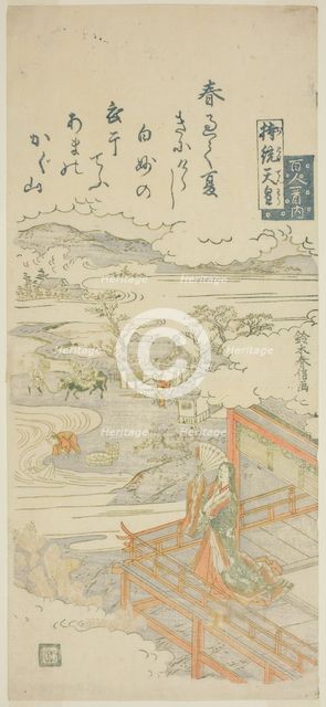 Empress Jito (Jito Tenno), from the series "One Hundred Poems by One Hundred Poets...c. 1763/64. Creator: Suzuki Harunobu.