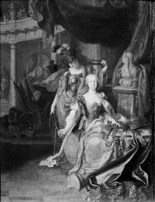 Empress Maria Theresa Garlanded by Wisdom, 1744. Creator: Johann Georg Dathan