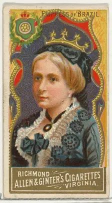 Empress of Brazil, from World's Sovereigns series (N34) for Allen & Ginter Cigarettes, 1889., 1889. Creator: Allen & Ginter