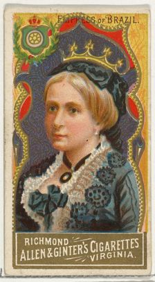 Empress of Brazil, from World's Sovereigns series (N34) for Allen & Ginter Cigarettes, 1889., 1889. Creator: Allen & Ginter
