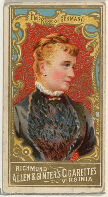 Empress of Germany, from World's Sovereigns series (N34) for Allen & Ginter Cigarettes, 1889., 1889. Creator: Allen & Ginter