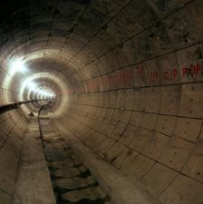 Empty Jubilee Line Tube tunnel, before completion, London, 1974. Creator: Michael Walters