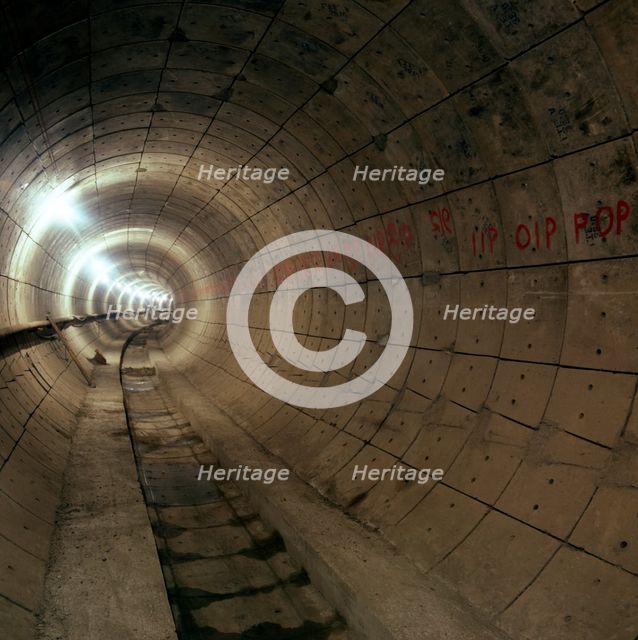 Empty Jubilee Line Tube tunnel, before completion, London, 1974.  Creator: Michael Walters.