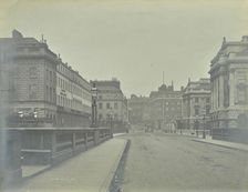 Empty streets at Lancaster Place, seen from Waterloo Bridge, London, 1896