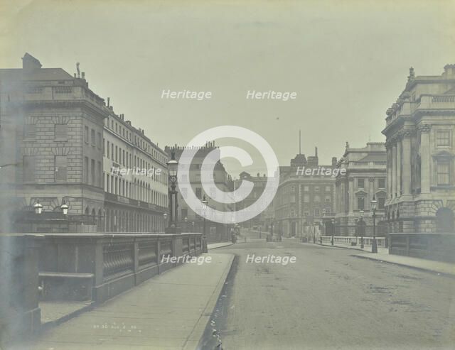 Empty streets at Lancaster Place, seen from Waterloo Bridge, London, 1896. Artist: Unknown.
