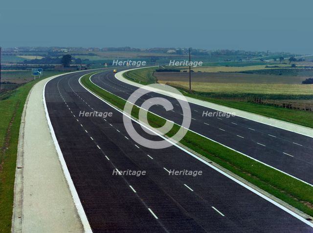 Empty road; the East Ardley section of the M1, prior to opening, Wakefield, West Yorkshire, 1967. Artist: Michael Walters