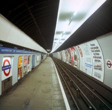 Empty tube station, Blackhorse Road on the Victoria Line, London, 1974. Creator: Michael Walters