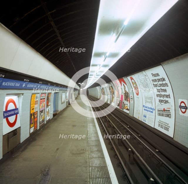 Empty tube station, Blackhorse Road on the Victoria Line, London, 1974. Creator: Michael Walters.
