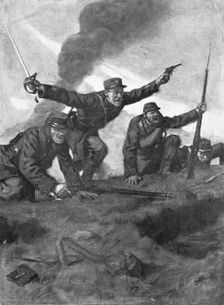 En Champagne; Le 16 Fevrier 1915, nos troupes sortent des tranchees 1915. Creator: Lucien Jonas