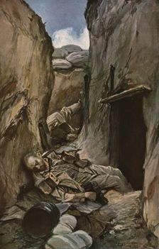 En Champagne; Tranchee conquise a Perthes (octobre 1915) 1915. Creator: Francois Flameng