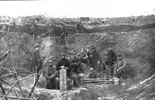 En Alsace; Lignes de tranchees et elements de blockhaus et occupes par nos troupes 1915. Creator: Unknown