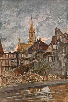 En Alsace; Thann: le quartier ruine 1915. Creator: Charles-Jules Duvent