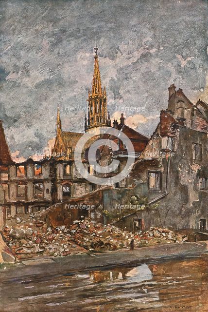 'En Alsace; Thann: le quartier ruine', 1915. Creator: Charles-Jules Duvent.