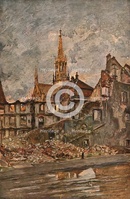 'En Alsace; Thann : le quartier ruine', 1916. Creator: Charles-Jules Duvent.