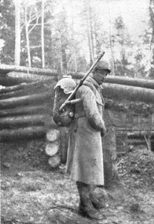 'En Alsace; Une prise: appareil allemand servant a projeter du goudron enflamme 1915. Creator: Unknown