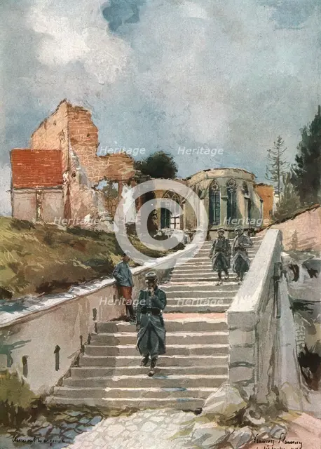 ''En Argonne; L'Eglise de Clermont-en-Argonne', 1915. Creator: Francois Flameng.