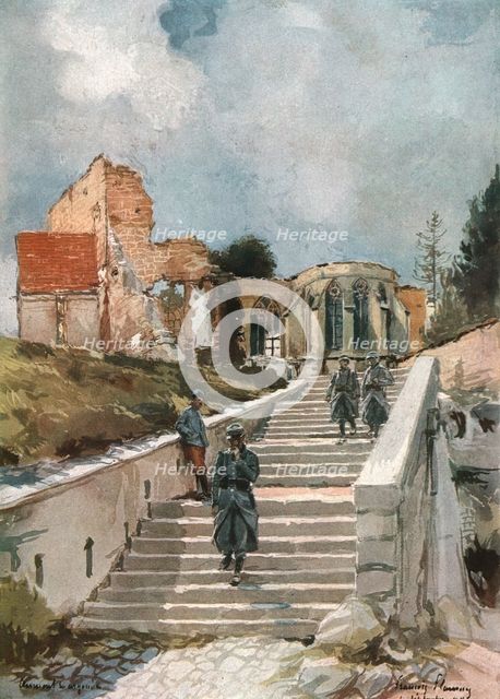 ''En Argonne; L'Eglise de Clermont-en-Argonne', 1915. Creator: Francois Flameng.