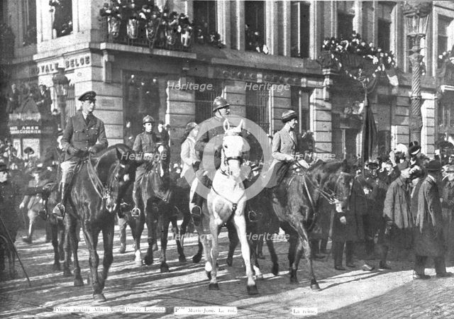 'En Belgique delivree; L'entrée des souverains belges a Bruxelles, le 22 novembre: place...', 1918. Creator: Unknown.