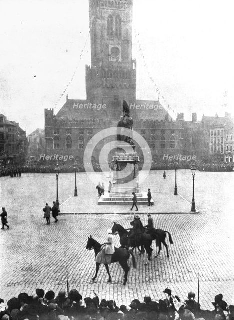'En Belgique delivree; L'entrée solennelle, a Bruges, des souverains belges, le 25 october 1918. Creator: Unknown.