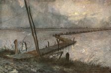 'En Belgique; les inondations devant Ramscapelle. c1915. Creator: Francois Flameng