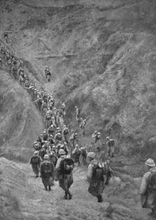 En Macedoine; Nos operations de police a la frontiere greco-serbe: une compagnie d'infanterie franc Creator: Unknown