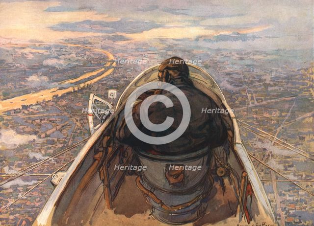 'En surveillance sur la Banlieue-Nord de Paris; vue prise de la place de..., 1916. Creator: Henry Cheffer.