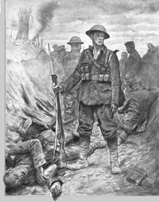 En Picardie: Tommy vainqueur des "Huns". (On sait que nos allies disent: les Huns, comme..., 1916. Creator: J Simont
