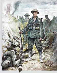 En Picardie: Tommy vainqueur des "Huns". (On sait que nos allies disent: les Huns, comme..., 1916. Creator: J Simont