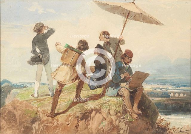 En plein air painters. Creator: Huot, Georges Eugène (active 1848-1870).