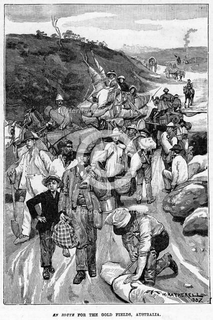 En Route for the Gold Fields, Australia, 1887.Artist: William Hatherell