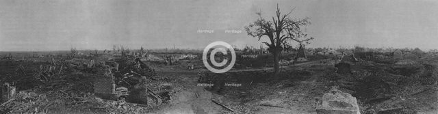 'En terre reconquise; Dompierre broye par nos projectiles: l'ennemi y avait multiplie..., 1916 (1924 Creator: Unknown.