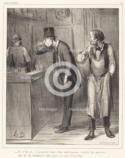 En v'la un, il pourrait bien être malheureux comme les pierres..., 1862. Creator: Honore Daumier.