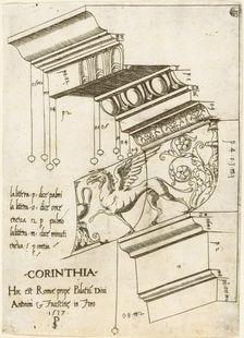 Entablature from the Temple of Antoninus and Faustina, Rome, 1537. Creator: Master PS