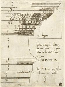 Entablature from the Temple of Castor and Pollux, Rome, 1537. Creator: Master PS