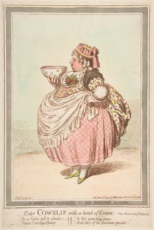 Enter Cowslip with a Bowl of Cream. - vide Brandenburg Theatricals, June 13, 1795. Creator: James Gillray