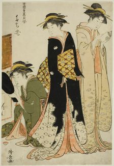 Entertainers of the Tachibana, from the series "A Collection of Contemporary Beauties of..., c.1784. Creator: Torii Kiyonaga