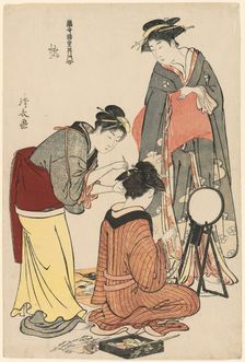 Entertainers of the Tachibana, from the series "A Collection of Contemporary Beauties of..., c.1782. Creator: Torii Kiyonaga