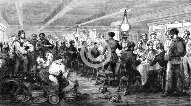 Entertainment to Admiral Dundas on board H.M.S. "Wellington" - Baltic Fleet, 1856.  Creator: Unknown.