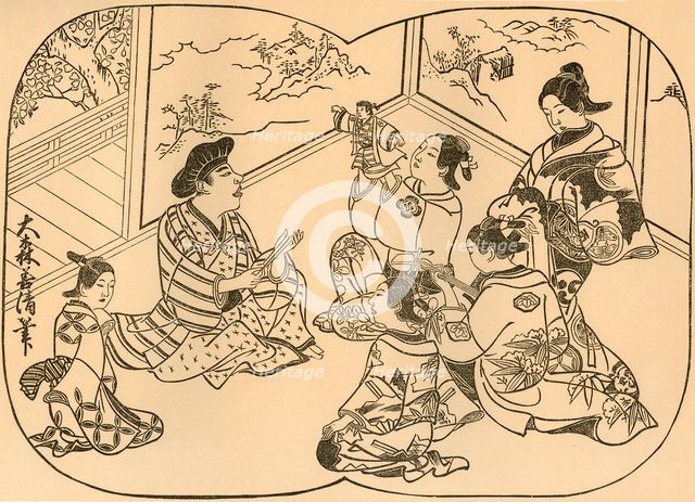 Entertainment with puppets, 1702, (1924).  Creator: Omori Yoshikiyo.