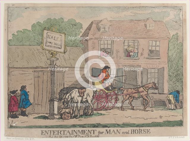 Entertainment for Man and Horse, October 25, 1788., October 25, 1788. Creator: Thomas Rowlandson.