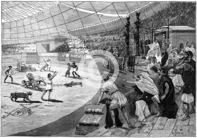 Entertainment in a Roman arena, 1882-1884.Artist: Spex