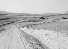 Entering Cow Hollow region in which practically all are FSA borrowers, Malheur County, Oregon, 1939. Creator: Dorothea Lange