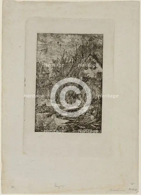 Entering a Village, from Revue Fantaisiste, 1861. Creator: Rodolphe Bresdin.