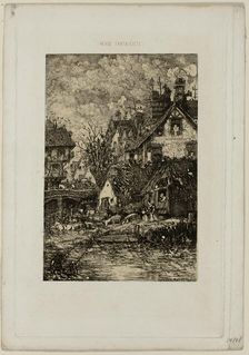 Entering a Village, from Revue Fantaisiste, 1861. Creator: Rodolphe Bresdin