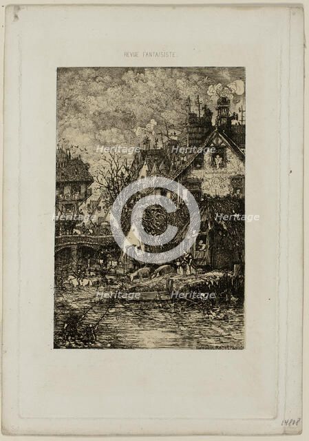 Entering a Village, from Revue Fantaisiste, 1861. Creator: Rodolphe Bresdin.