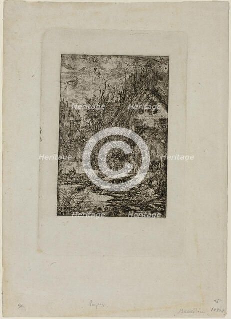 Entering a Village, from Revue Fantaisiste, 1861. Creator: Rodolphe Bresdin.