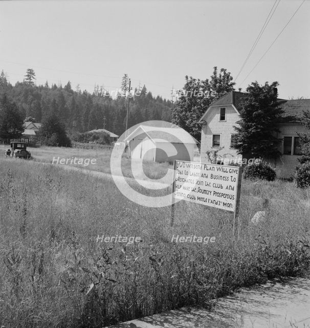 Entering main street from the north, Tenino, Thurston County, Western Washington, 1939. Creator: Dorothea Lange.